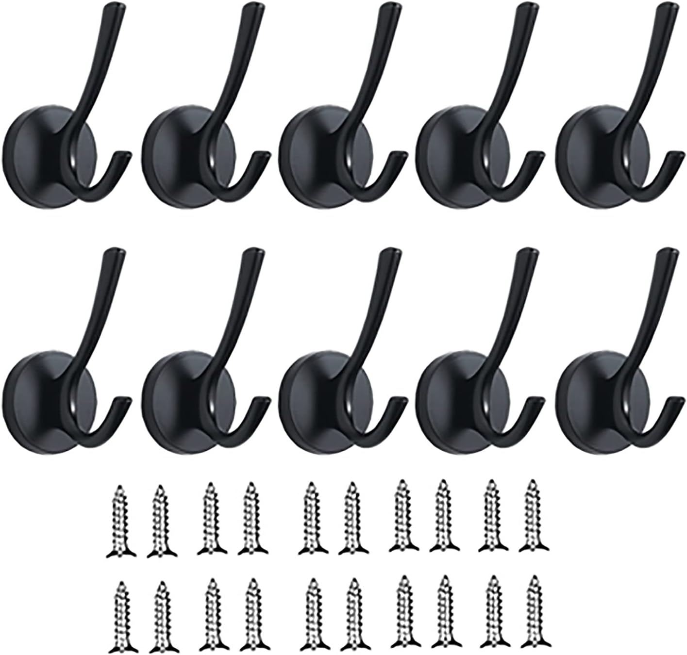 ZSH 10 Pack Double Hook Robe Hook, Coat Hook, Wall-Mounted Clothes Hanger, for Bathroom and Bedroom Door Wall Hook, 3 Colors (Color : B)