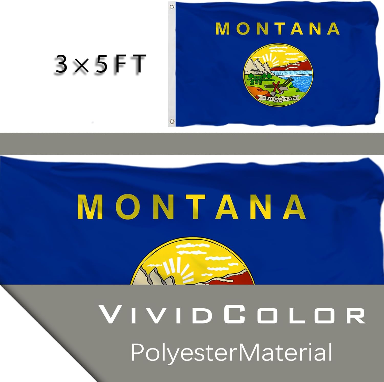 Montana State Flag 3x5 Double Sided Montanan MT Flags Heavy Duty 100% Polyester with 2 Brass Grommets for Outdoor Indoor Wall - Image 7