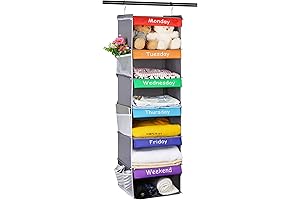 Lilithye Closet Hanging Organizer for Kids: Monday Through Sunday Clothing Organizer