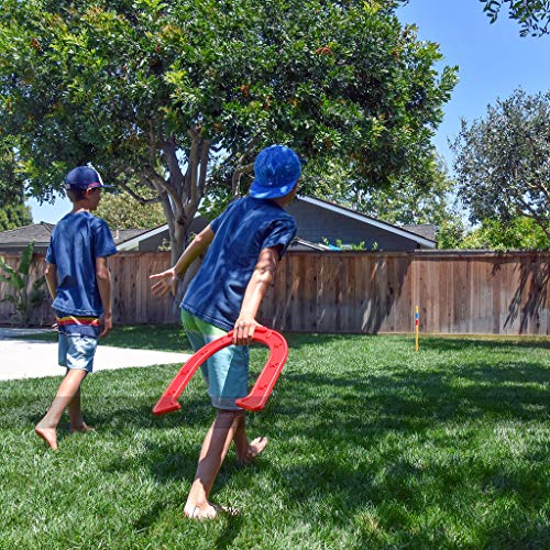 Image of GoSports Giant Horseshoes Set - Made from Durable Plastic with Wooden Stakes