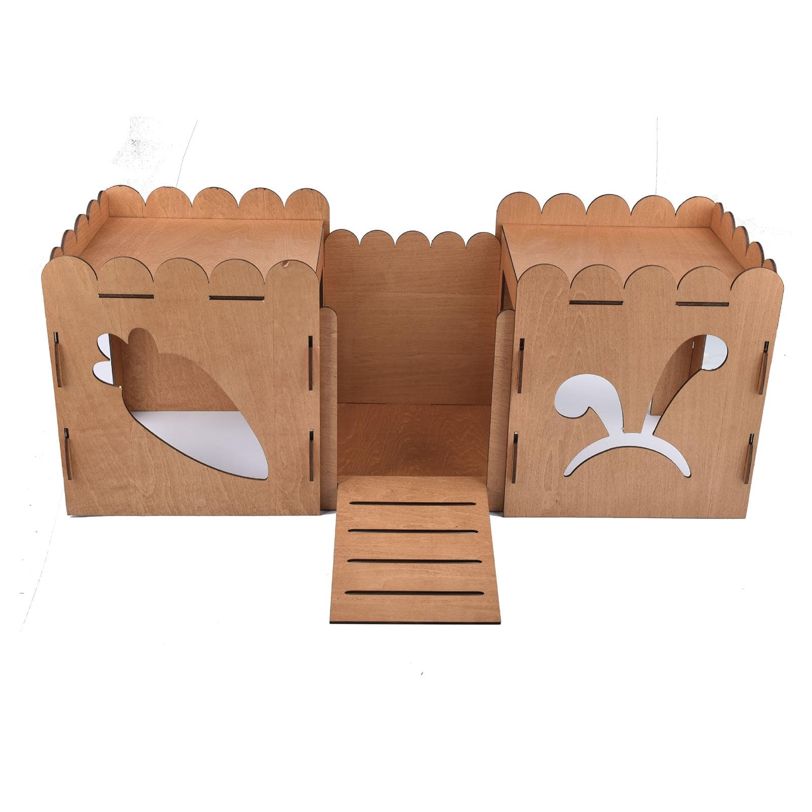 Holzkaninchenburg, Versteck, Hamsterhaus mit Rampe, Hütte, Nest, Kleintierhaus, Bett, Meerschweinchenversteck, Haus für Eichhörnchen Und Lemminge, Aus
