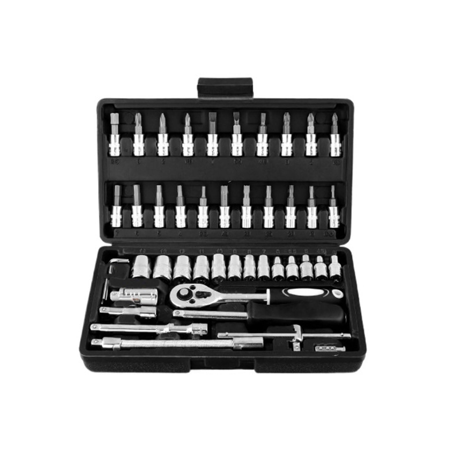 Kauwyehd 46Pcs /22Pc Socket & Ratchet Set With Storage Case 1/4" & 3/8" Drive Spanner Combo For Automotive Socket Wrench Set(46Pcs)