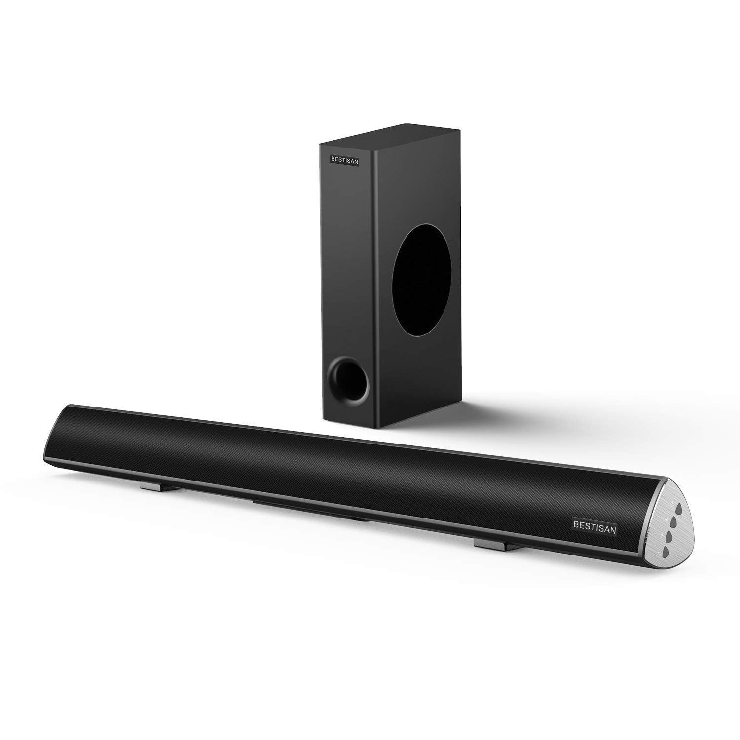 120Watt Sound bar, BESTISAN 2.1 Channel SoundBar Subwoofer, Wireless Bluetooth and Wired Home Theater Speakers for TV (Bluetooth 5.0 Version, 2020 Model)