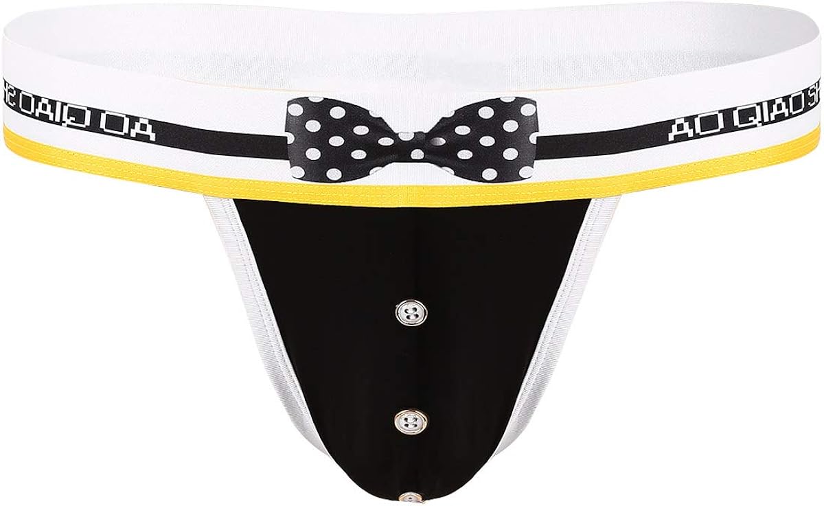 dPois Men's Sexy Tuxedo Briefs Sissy Bulge Pouch Open Butt GString