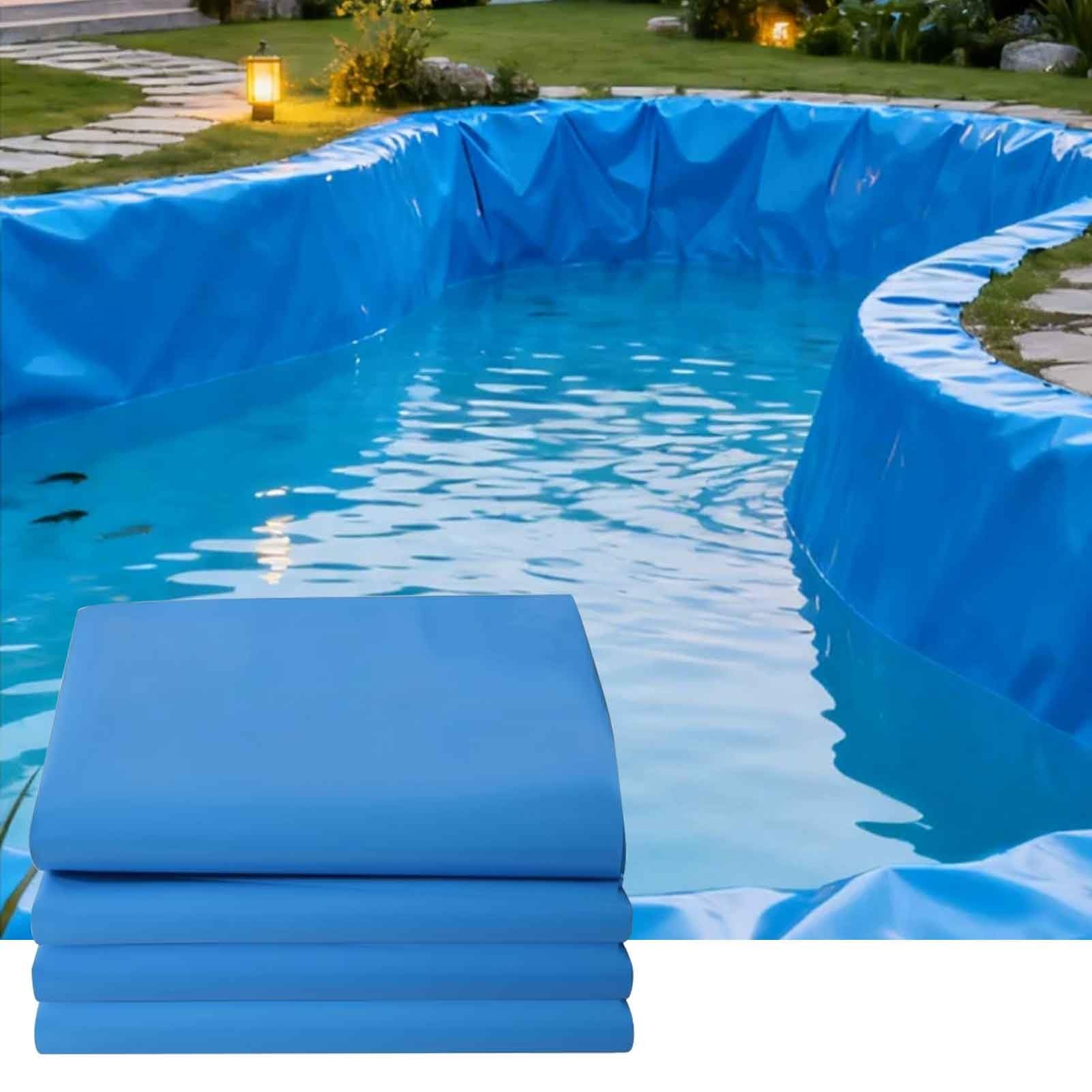 DMCHENGMA Cut to Size Blue HDPE Pond Tarp 0.16mm Thick - Heavy Duty Waterproof Pool Membrane Foldable Impermeable Film(4x8m(13.1x26.2ft))