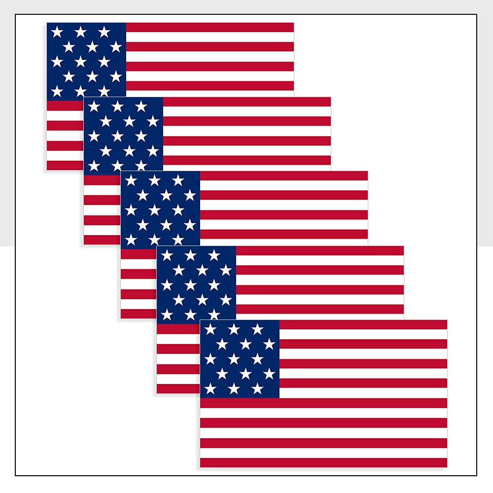 United States Flag Car Sticker Pack of 5 (60 x 36mm) Waterproof USA Labels for Van Bike Fridge Helmet Packwith® #P1100