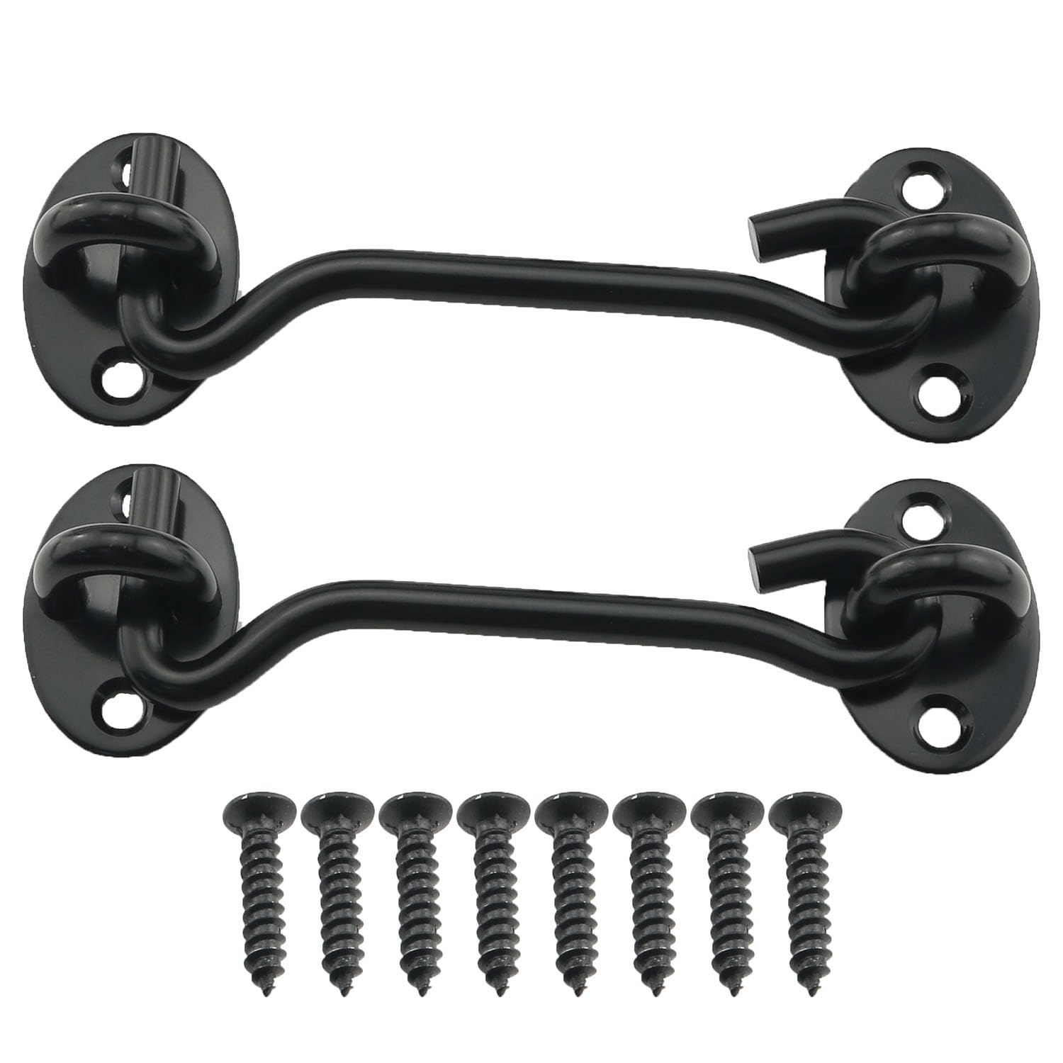 WELWIK2PCS Barn Door Latch Door Lock Hardware Sliding Door Lock Eye Hook 3 Inch Black Rust Resistant Metal Latch for Cabinet Door and Wood Fence and Garage Door