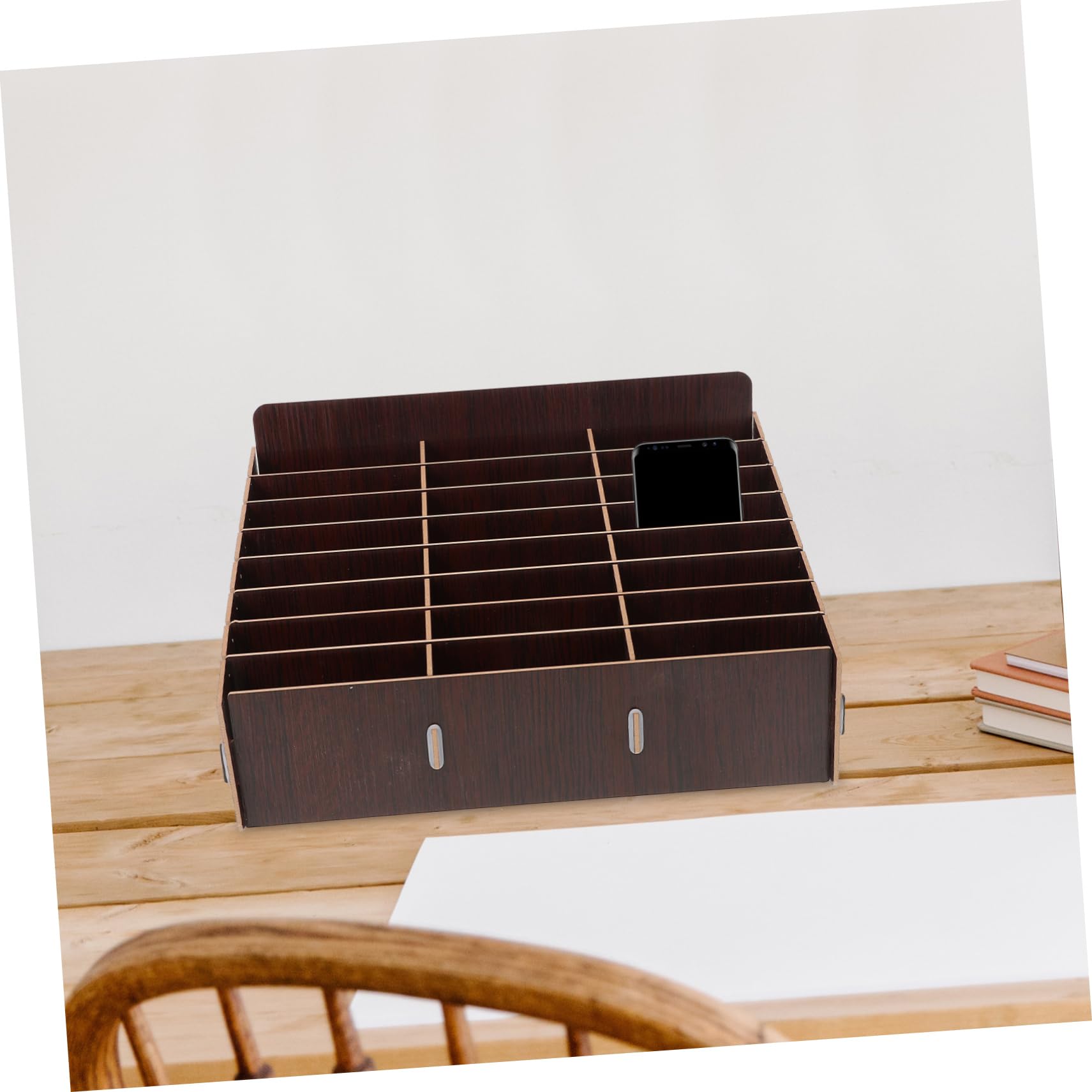VICASKY Scatola Portaoggetti da Scrivania in Legno Scomparti Multipli, Organizer per Cellulare Multifunzionale per L'uso in Aula e Ufficio