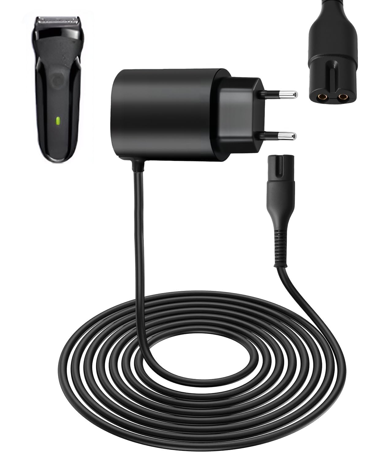 12V 0.4A Cargador Cable Afeitadora para Braun Serie 9 7 6 5 4 3 2 1 | Maquina Afeitar Shaver Cargador Adaptador for Silk-épil 9 7 5 Maquina Afeitar Charger Cortador Barba Alimentación Cable Carga