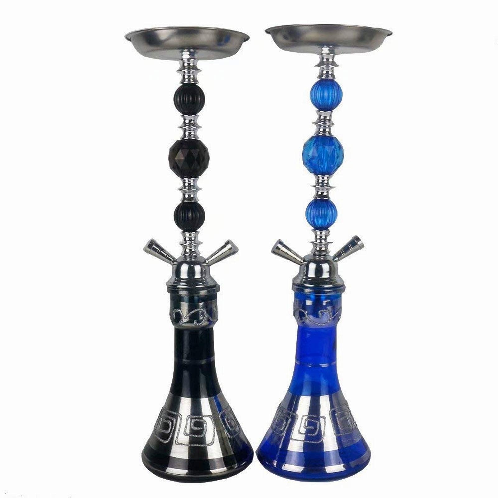 Shisha Set 2 Mangueras Hookah De Vidrio Con Manguera De Cachimba De Silicona Lavable Pantalla De Cuenco De Cachimba De Arcilla Soporte De Carbón Elegante Pinzas Para A