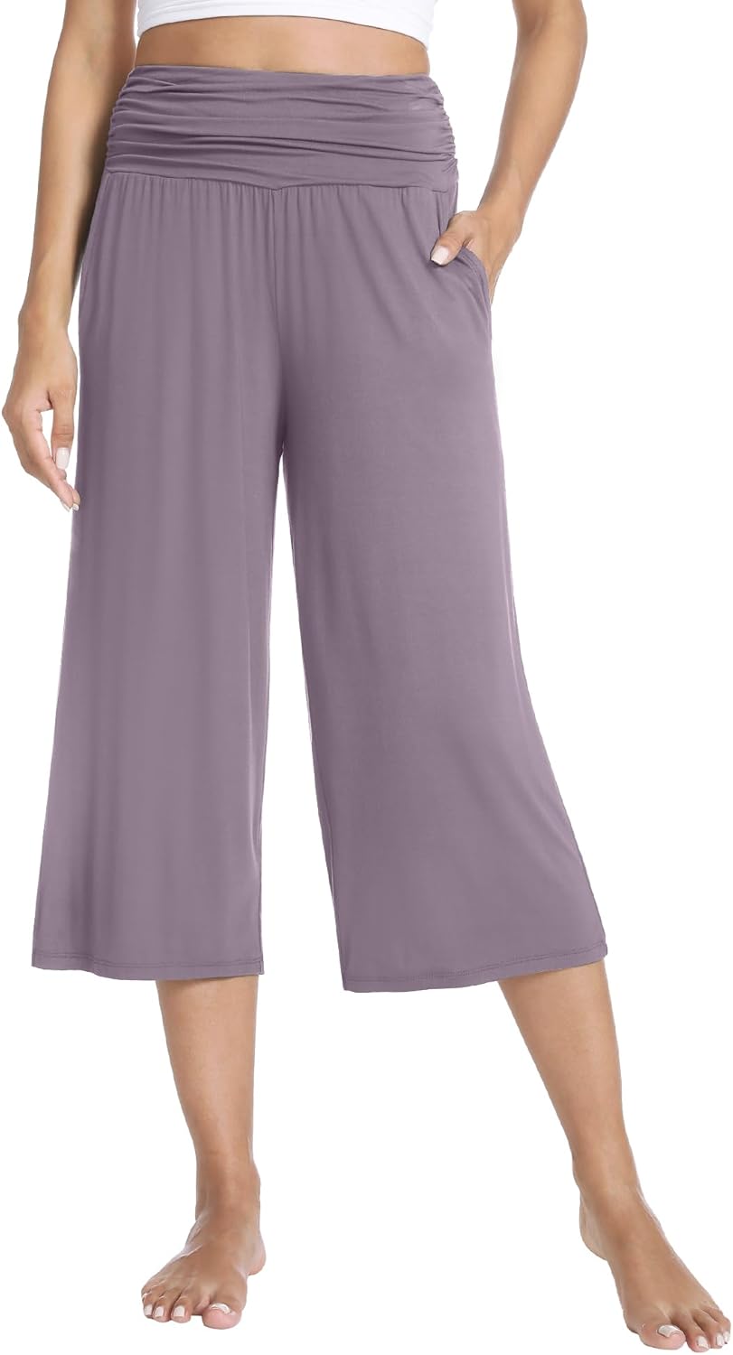 WiWi Women's Yoga Pants Comfy Casual Capri Bottoms with Pockets Sweatpants Wide Leg Capris Lounge Pant S-XXL - Image 4