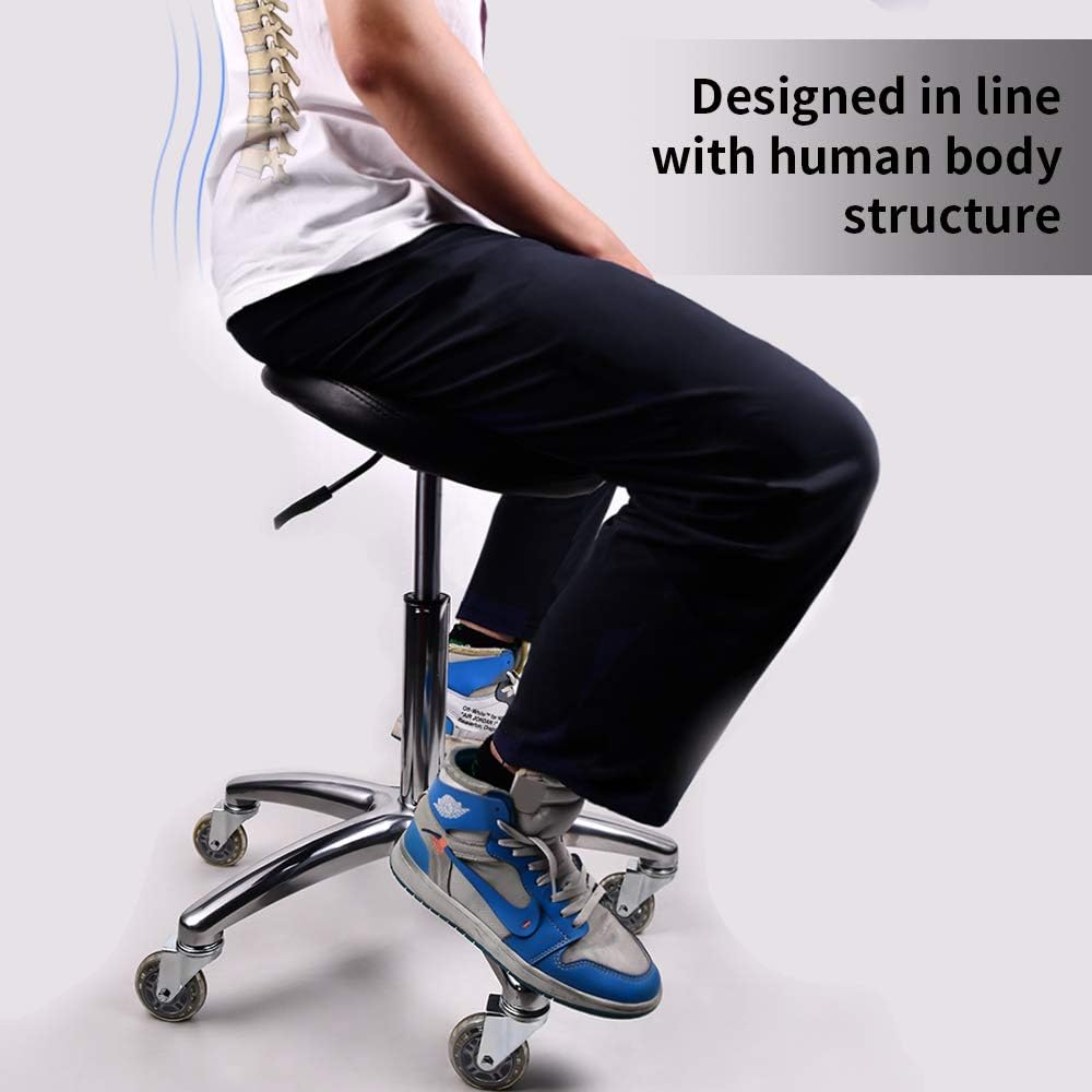 Saddle Chair. Ergonomic Professional Black Wheeled Saddle Chair. The Thickened Saddle Stool Tripod can Carry 400 Pounds. : Beauty & Personal Care