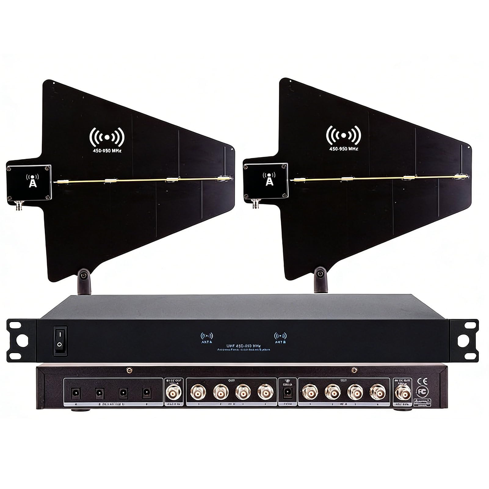 Amplificatore di Segnale per Microfono Wireless, Distribuzione dell'Antenna UHF, 8 Uscite + 2 Porte a Cascata, Gamma di Frequenza 450-950 MHz, per Spettacoli sul Palco, Matrimoni