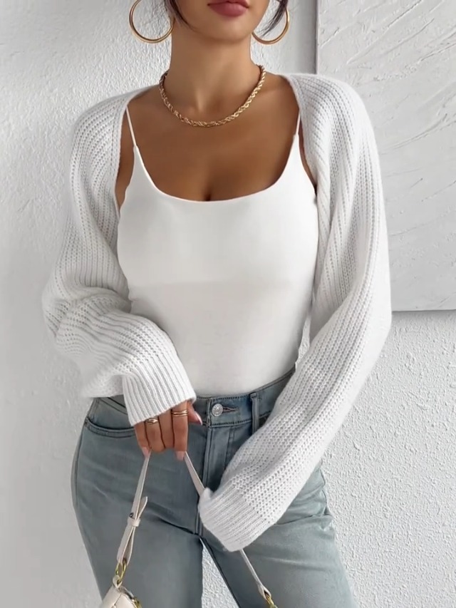 BLUEMING Womens Cardigans Long Sleeve Open Front Crop Cardigan Drop