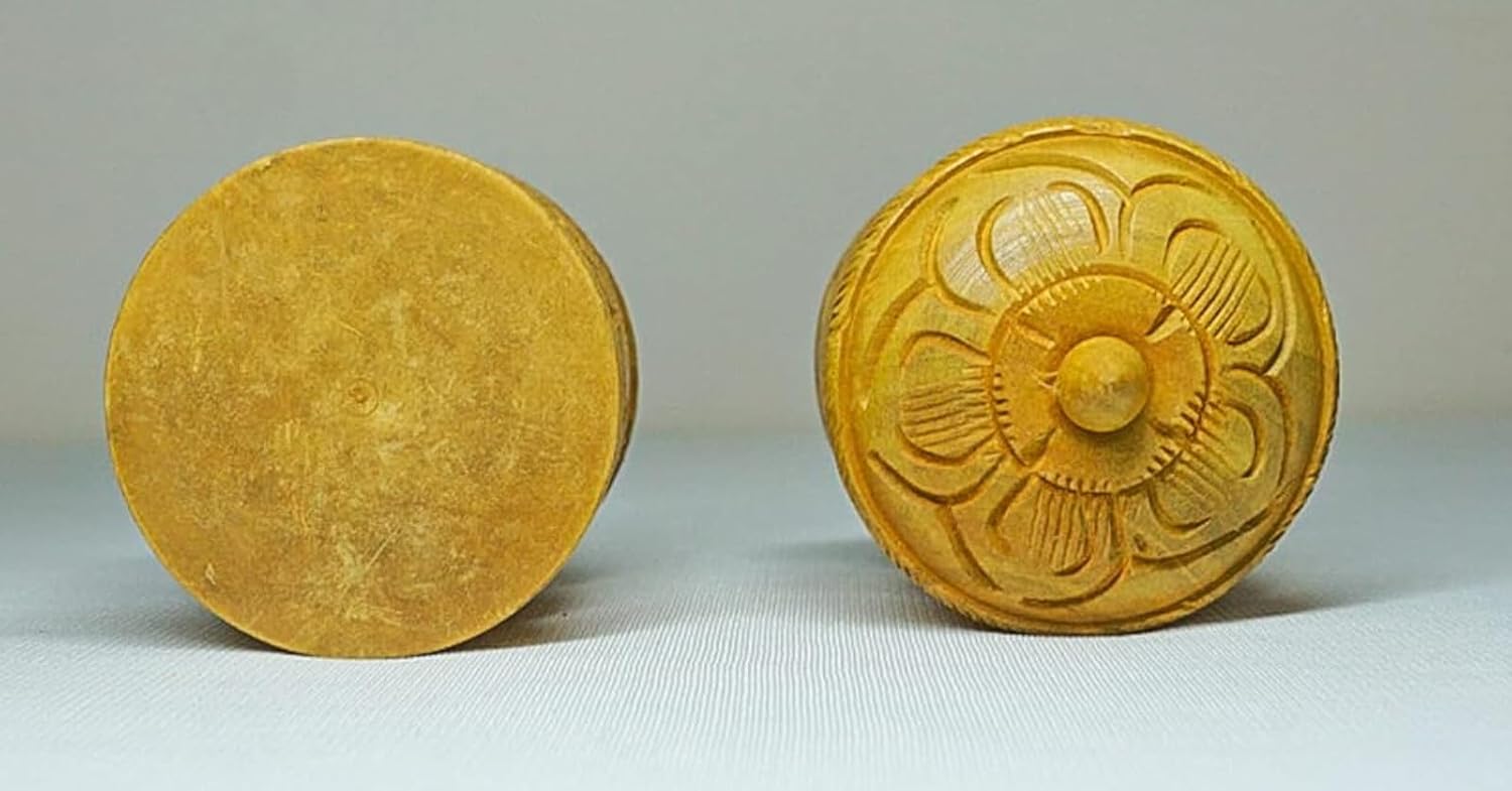 Set of 2 Pc Wooden Keepsake Box with Lid Sindoor Dani 2.5" X 2" Hand Carved Kumkum Holder For Pooja Mini Trinket Jewelry Organizers Gift Box image 3