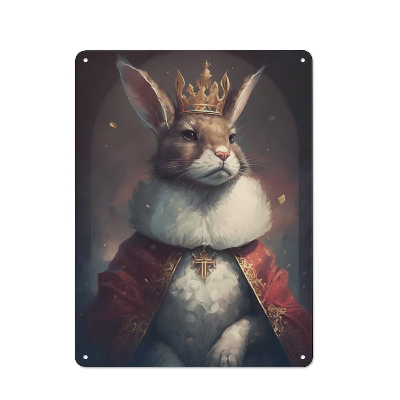 Junmoney Rabbit For Lounge Or Reading Corner, Rustic Tin Sign 40X30cm, For An Autumn Update To Lounge And Reading Corner