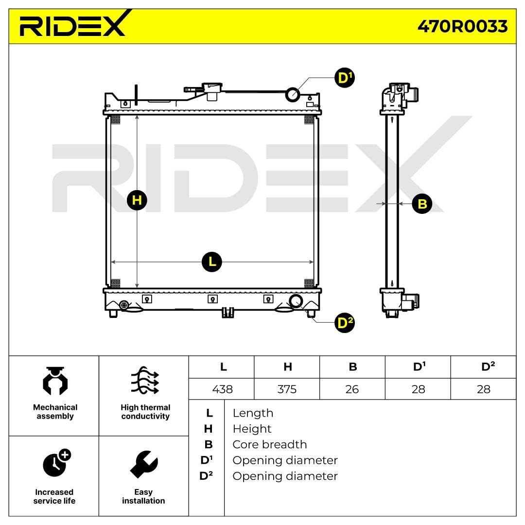 RIDEX 470R0033 Radiatore motore senza telaio Compatibilità con SUZUKI JIMNY FJ