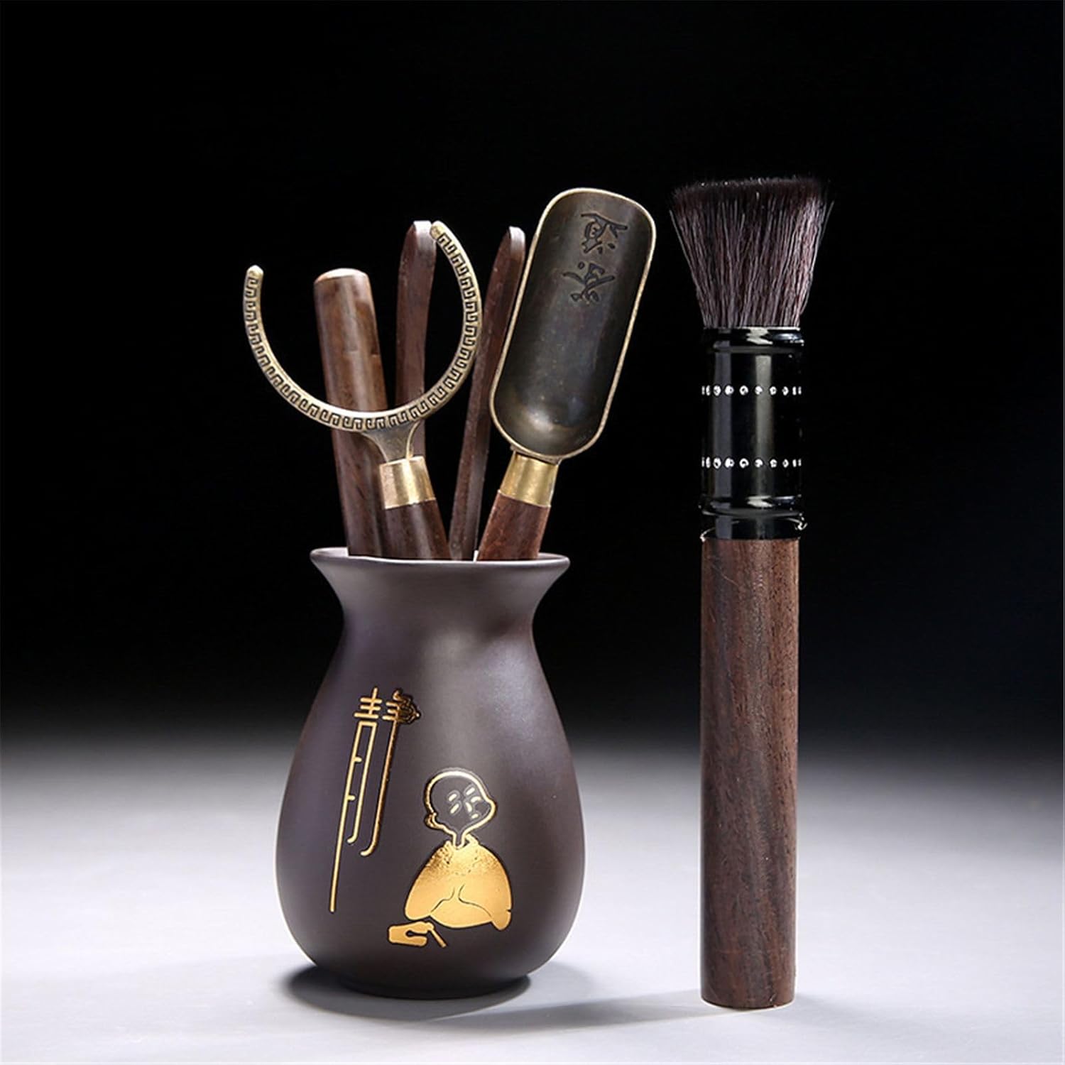 Ebony solid wood tea ceremony kung fu tea set accessories tea making tools tea clip spoon knife-Color5
