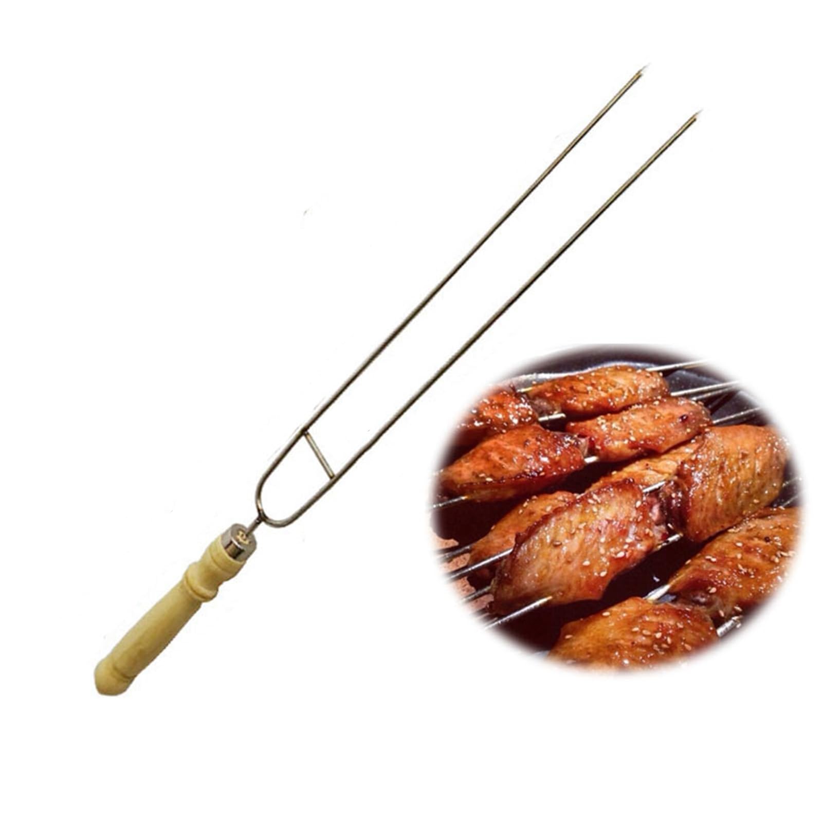 Spiedini for grigliate in Acciaio Inossidabile, spiedini di Kabob a Doppia Croce, con Comoda Impugnatura in Legno, for Cocktail, Barbecue, Barbecue, Frutta (Size : 20)