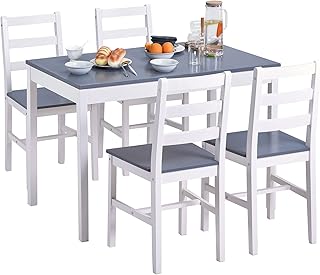 4-osobowy drewniany stół do jadalni zestaw 4 krzesła kwadratowy kompaktowy fotel do siedzenia piękny solidny sosna stół kuchenny i krzesła zestaw (1 stół + 4 krzesła)