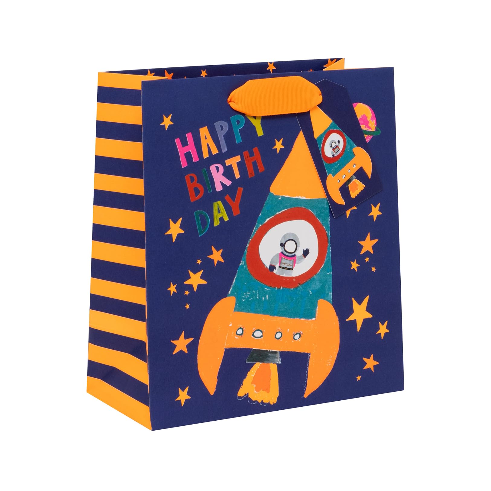 Glick Medium Gift Bag, Rocket Boy, 225 x 200 x 100 mm, Luxury Recyclable Bag for Birthdays & Celebrations, Blue