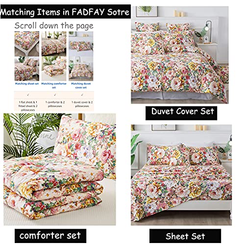 Fadfay Lace Peony Floral Duvet Cover Set 4 Piece Twin- 100% Cotton 600 Tc - Luxury Shabby Vintage Ruffle Bedding Girls ?Princess Bedroom Decor Soft Dust Ruffle 18'' Split Corner Bed Skirt #TOP2