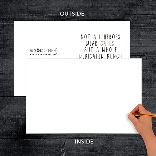 Miniatura 3 de Andaz Press Social Distancing Thank You - Tarjeta jumbo de 8.5 x 11 pulgadas, Not All Heroes Wear Capes But A Whole Dedicatd Bunch of Them Wear