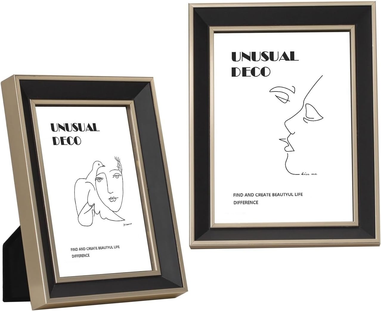 Picture Frame, High Definition Black Gold Photo Frame Desk Top Crafts Modern Luxurious Home Decorations Birthday Festival Family Lover Gift, 2 Pieces(4 * 6in)