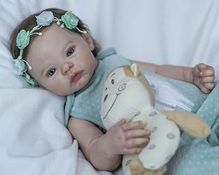 iCradle Lovely Real Look Reborn Baby Doll 18inch 45cm Full Body Vinyl Silicone Baby Doll Girl Anatomically Correct Rooted Hair Realistic Newborn Doll Toy Gift for Ages 3+