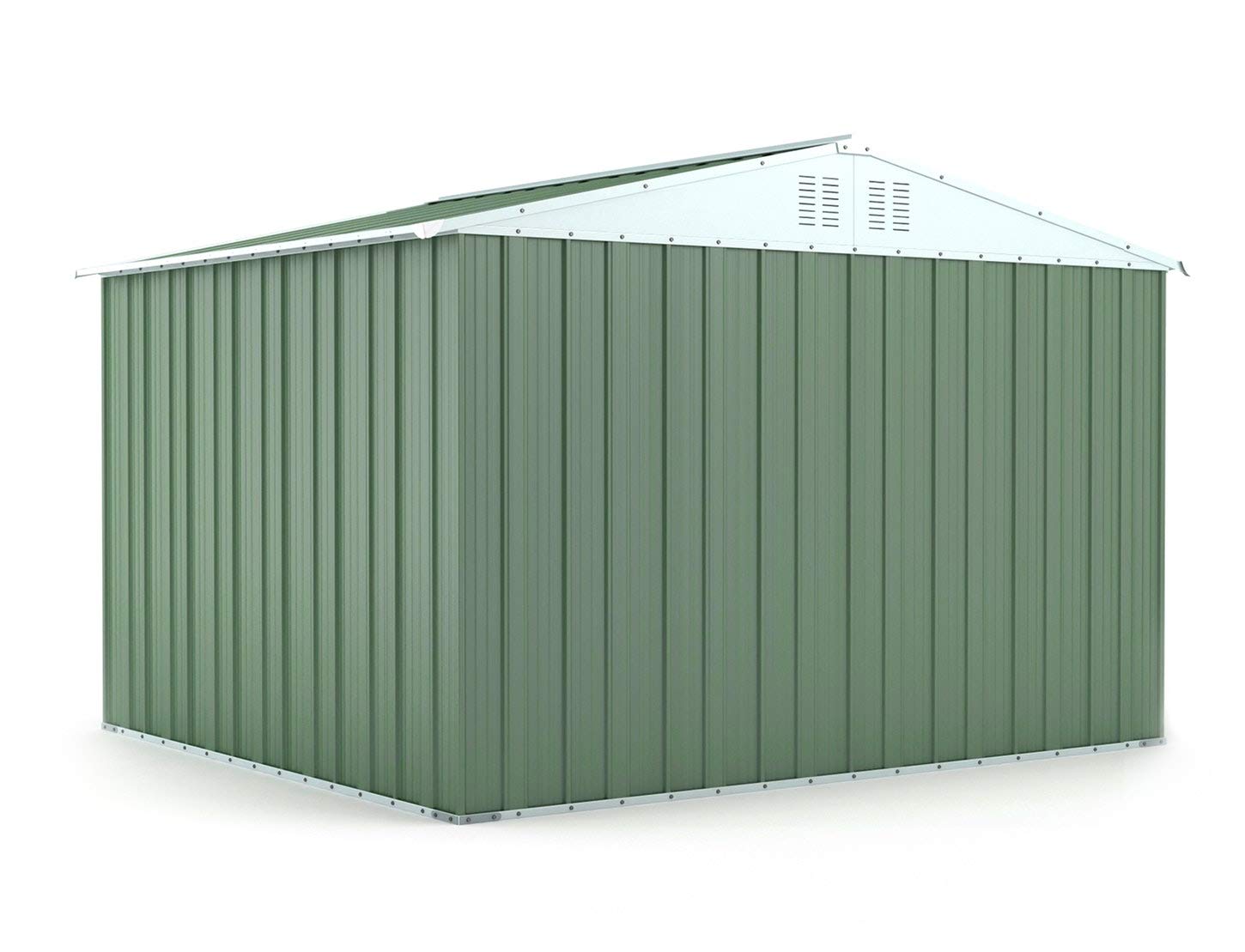 Box in Acciaio Zincato Casetta da Giardino in Lamiera 3.27 x 2.69 m x h2.17 m - 132 KG – 8,80 metri quadri (Verde)