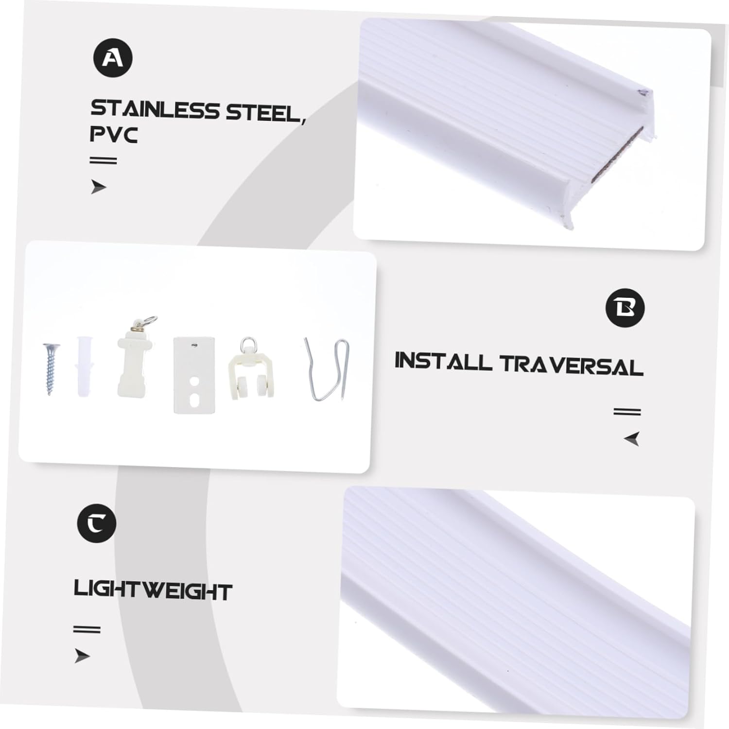 Bendable Ceiling Curtain Track with Smooth Sliding Rollers Adjustable U-shaped Rail for Window Privacy Easy Install Curtain Slider Rails for Bedroom Hospital and Store Use