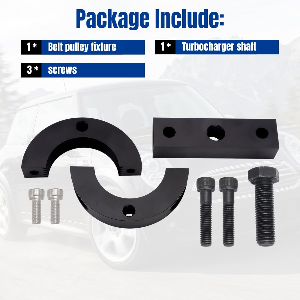 motoparty Pulley Removal Tool for Mini Cooper S Supercharger Pulley Clamp & Puller Set for R53 Supercharger, No Need to Remove Tensioner, Reusable