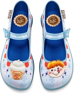 Hot Chocolate Design Whimsical Women's Mary Jane Flats | Round Toe, Adjustable Buckle Strap, Cushioned Arch Support, Vegan, Non-Marking Sole