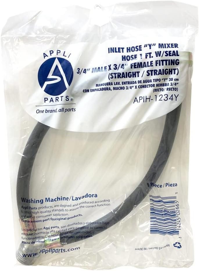Appli Parts APIH-1234Y 1 ft Y Mixer Washing Machine Inlet Hose with Gasket 3/4 Male x 3/4 Female Fitting, Straight Connectors