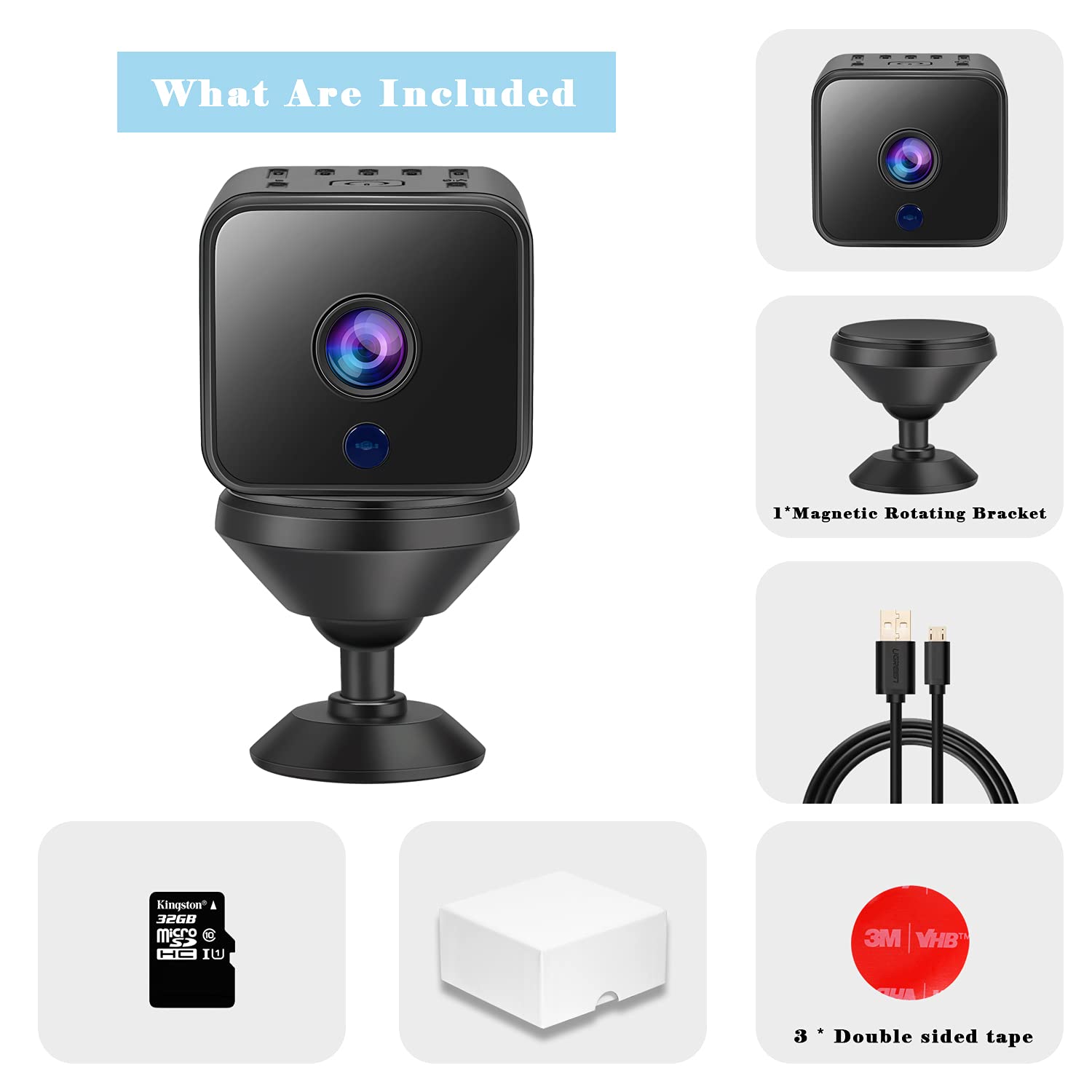 Mini Spy Camera, 1080P HD WiFi Wireless Hidden Camera Smallest Security