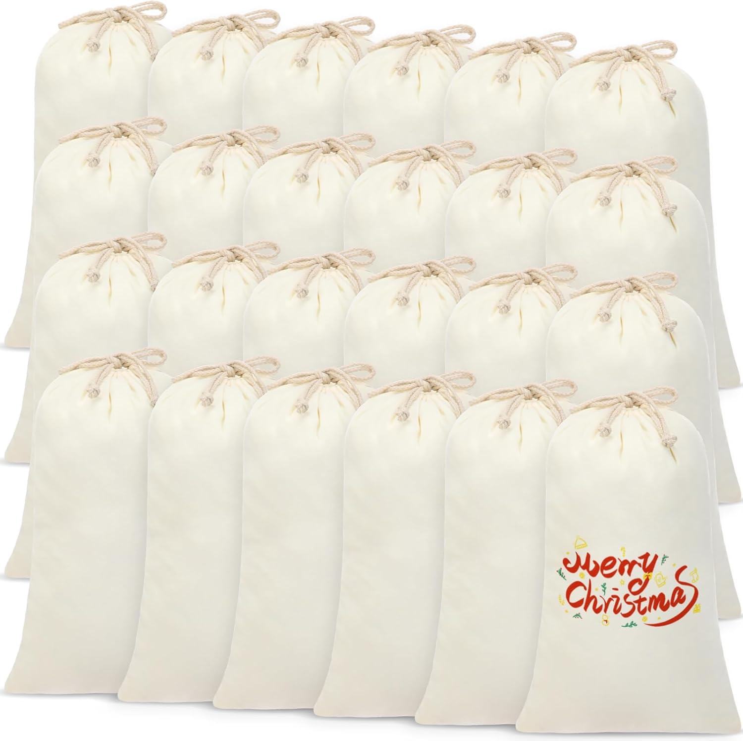 clysee 24 pcs santa sublimation blank sacks christmas large bags with drawstring gift bags bulk diy for xmas gift, 26.8 x 18.9 inch