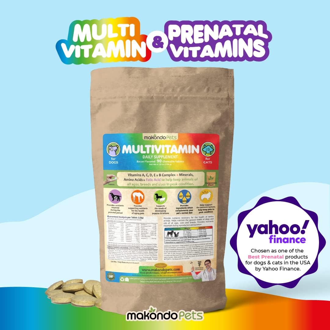 Dog Prenatal Vitamins – Multivitamin, Folic Acid, Calcium, Iron, Minerals and Amino Acids. Ideal for Pregnant, Breastfeeding and Newborn Pets – Senior Dog Supplement, Complete Puppy Multi Vitamin.
