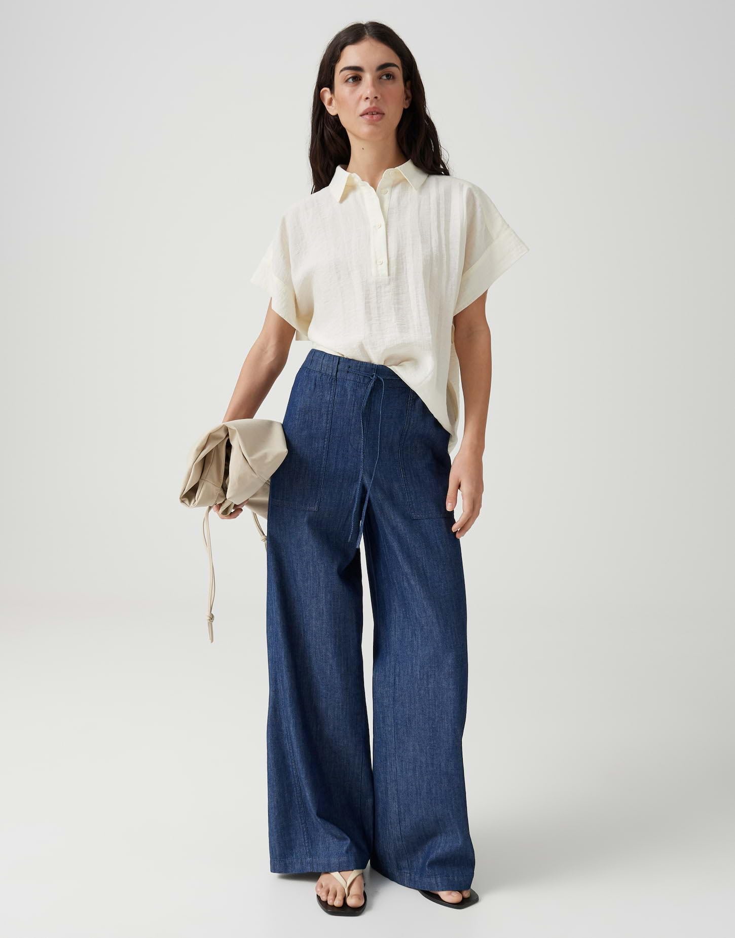 OPUS Damen Wide Leg Pants | MELANE LINE Wide Leg Pants aus Chambray in Denim Optik