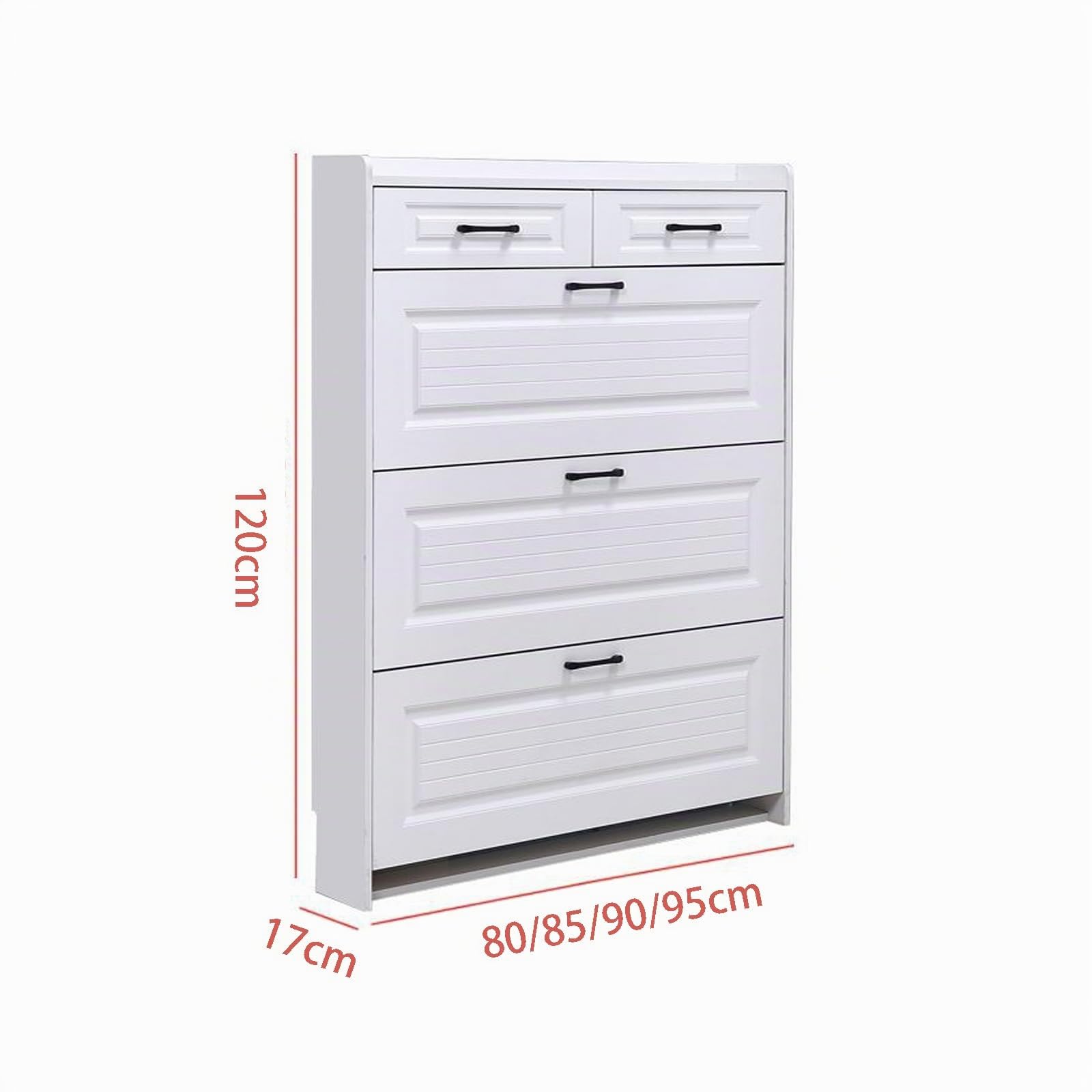 Scarpiera Chiusa Bassa da Ingresso, Salvaspazio Slim in Legno, Organizzatore Indipendente per Corridoio/Armadio, Bianco