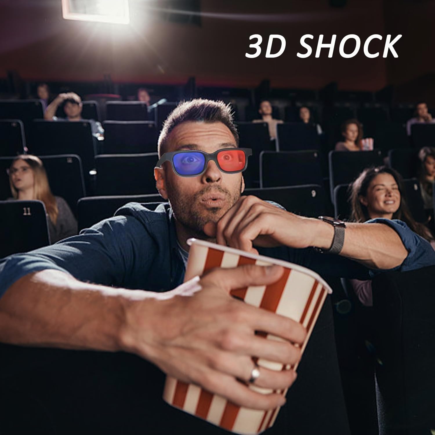 2occhiale rossi e blu, occhiali 3D, da sole 3D, lenti anti-appannamento e anti-graffio, adatti per spettacoli di luce, feste in vacanza, home theater, cinema