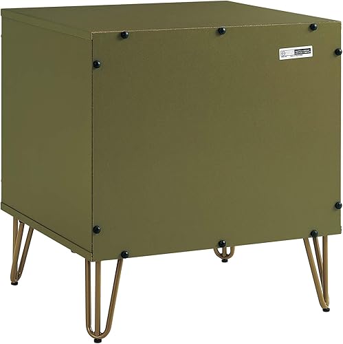 Miniatura 8 de Manhattan Comfort Dumbo - Moderna mesita de noche 2.0 con 2 cajones y patas de metal, patas doradas repartidas, diseño acanalado vertical,