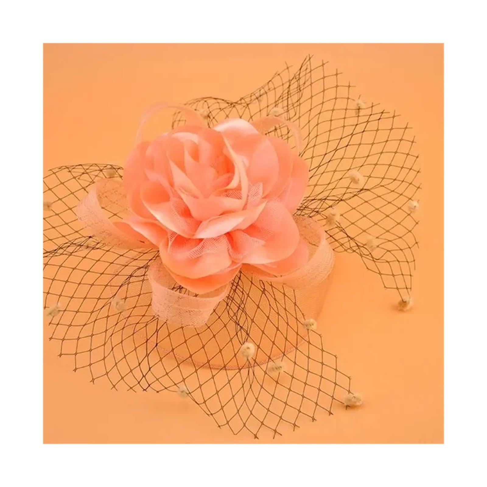 UALXPAO Wedding Hats Women Mesh Fascinator Cocktail Tea Party Hat Hair Accessories Wedding Church Headwear with Veil Flower Dots for Tea Party,Weddings(Color1)