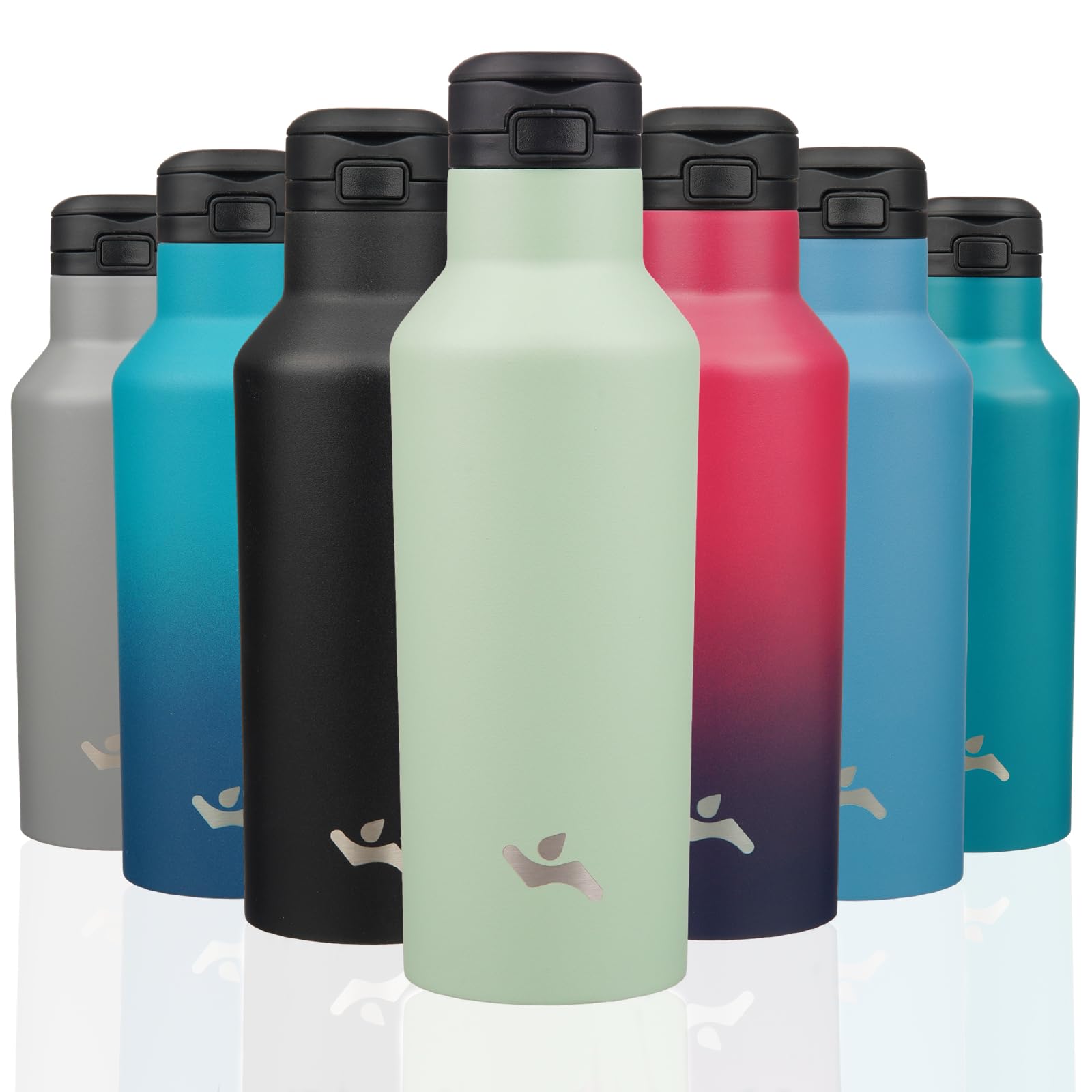 Konokyo 17 oz Insulated Stainless Steel Water Bottle with Straw Lid | 18/8 stainless steel, double wall vacuum. Cold 24h, hot 12h. 2 leak-proof lids. Dishwasher safe. For gym, travel, sports.