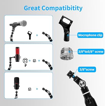 Youyijia Microphone Boom Arm Desk Adjustable Compact Mic Suspension Boom Scissor Arm Stand Microphone Arm Stand 360° Rotatable Boom Arm (AK65)