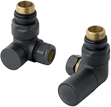 Team Controls Designer Matt Anthracite Corner Angled Radiator Valves 15mm Pair Towel Rail Valve TC-RVCA