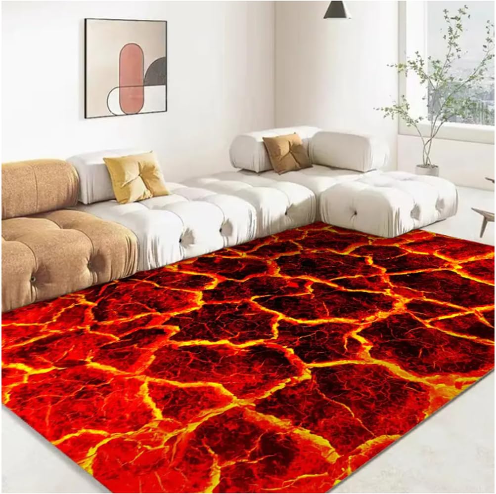 Tapis salon magma rouge anti-glisse pour sécuriser votre canapé