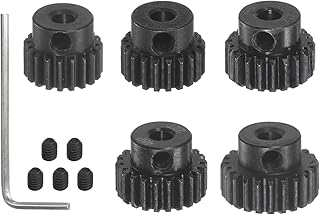 HARFINGTON 48P Hardened Pinion Motor Gear Set 5pcs 19T 20T 21T 22T 23T Fit 1/8 inch RC Motor Shaft 48 Pitch Gears for RC Car, with Hex Key
