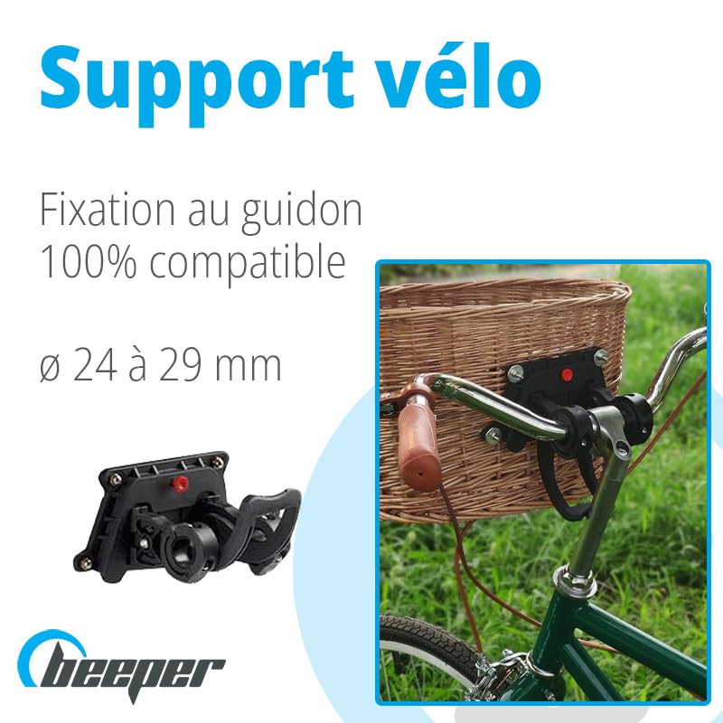 Panier pour vélos & trottinettes en métal Blanc, Noir, résine tressée, Tissu - Beeper