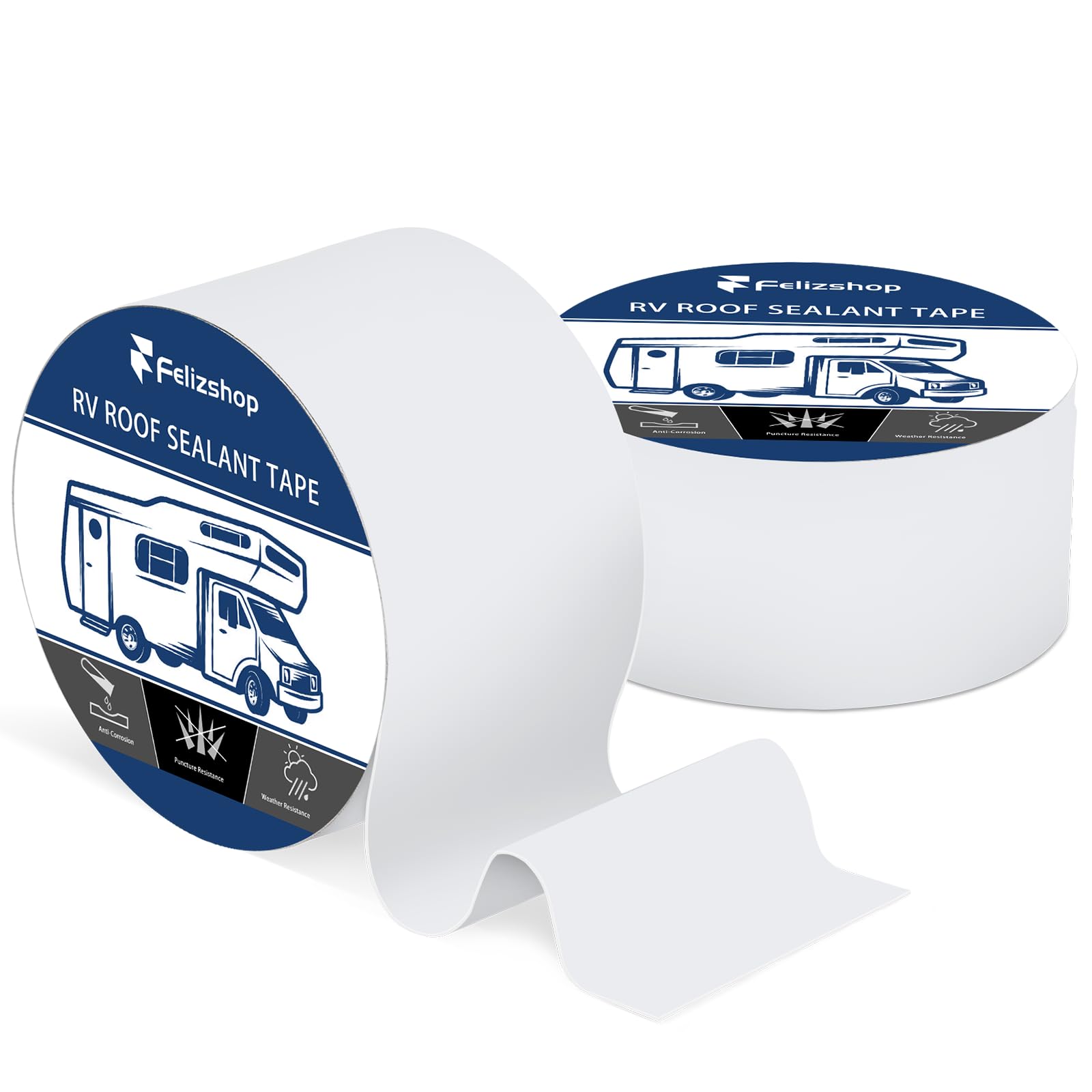 Wohnmobil-Dichtungsband, Wohnmobil-Dachband, weiß, 10,2 cm x 15,2 m, Wohnmobil-Reparatur-Dachband, UV- und wetterfestes Dachdichtungsband für Wohnmobil, Boot, LKW, Stopper, Wohnmobil