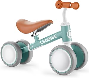 Baby Balance Bike for 1 Year Old Girl Gifts, 10-24 Month Toddler Balance Bike, 4 Silent Wheels Pre-School First Ride On Toys, 1st Birthday Gifts (Green)